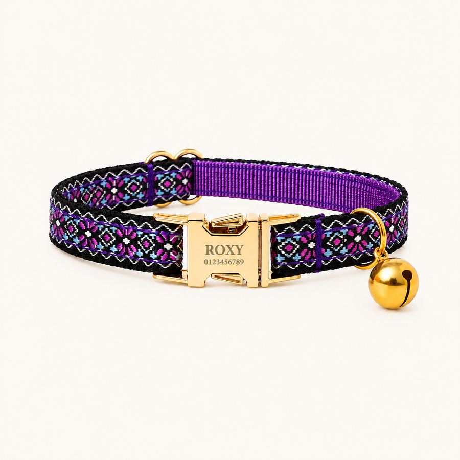 Personalized Embroidered Floral Cat Collar