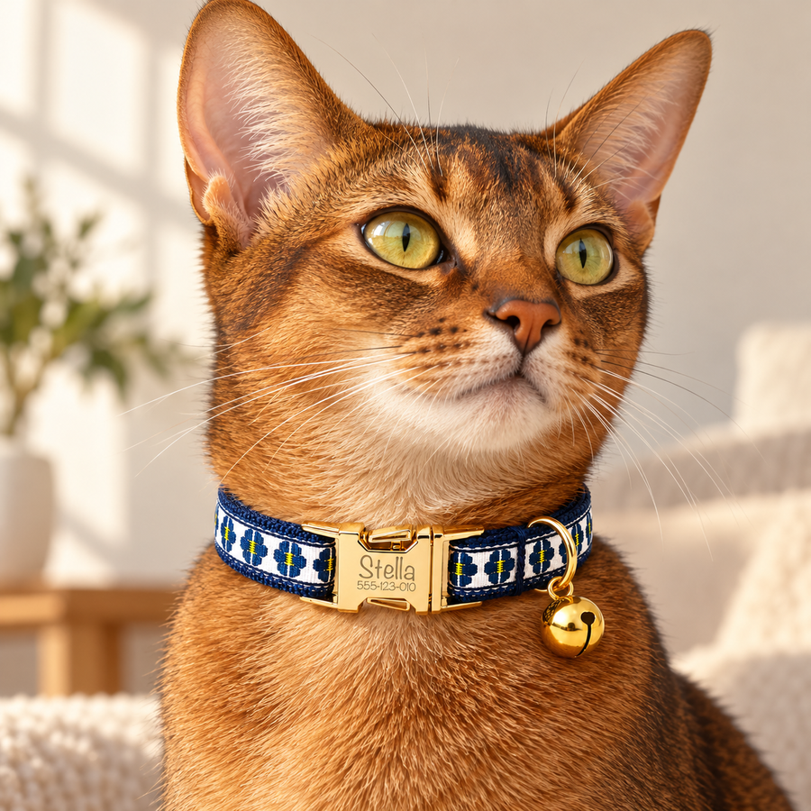 Personalized Embroidered Floral Cat Collar
