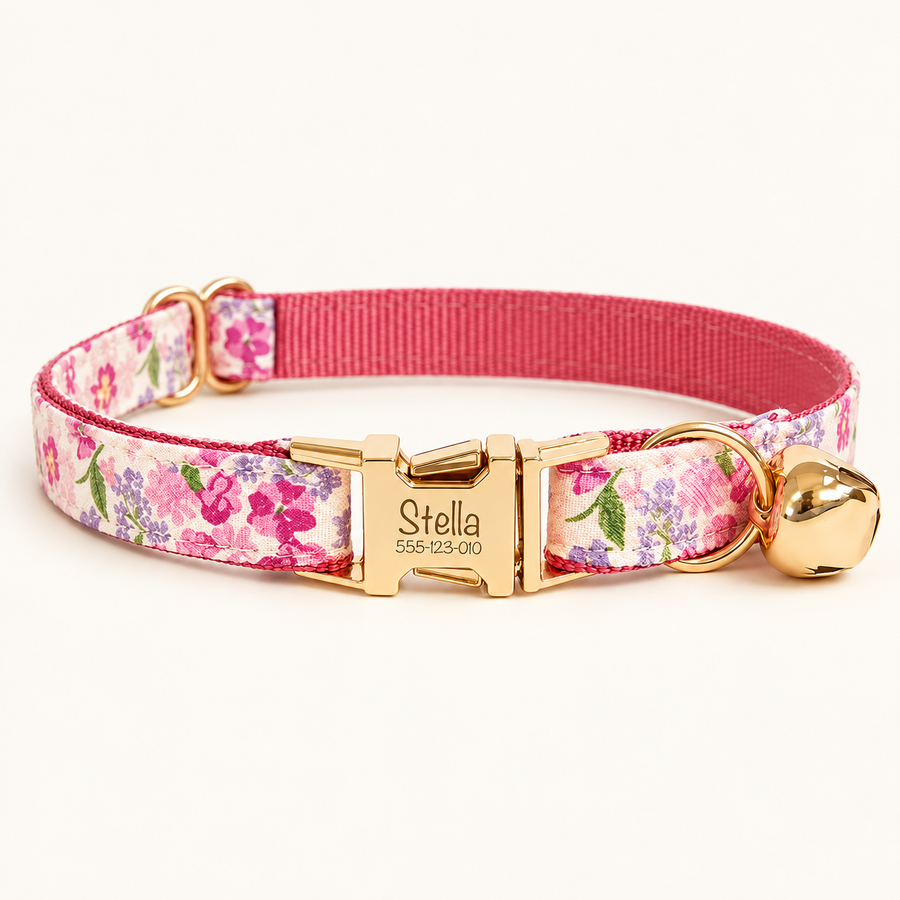 Personalized Floral Cat Collar