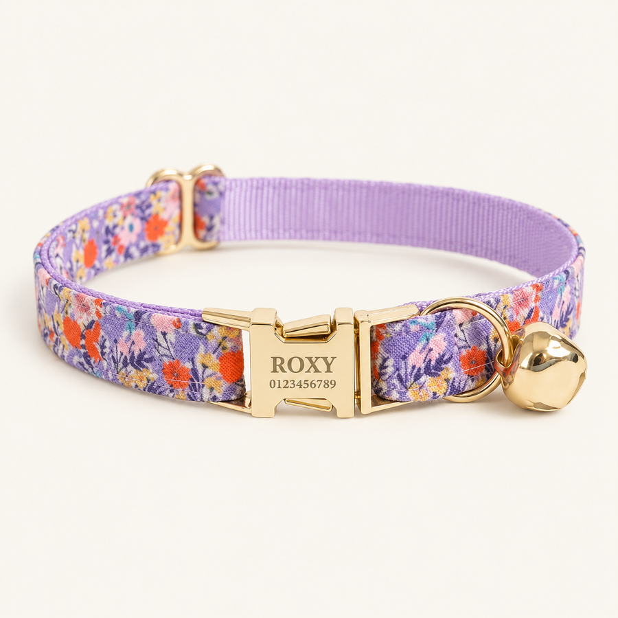 Personalized Floral Cat Collar