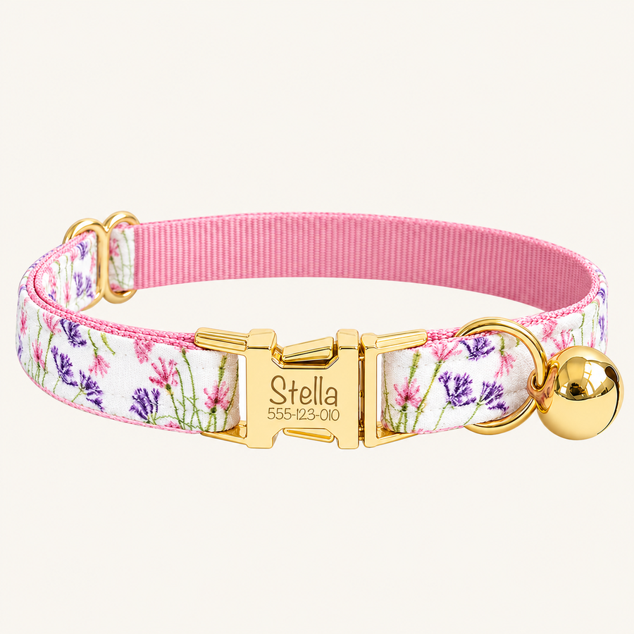 Personalized Floral Cat Collar