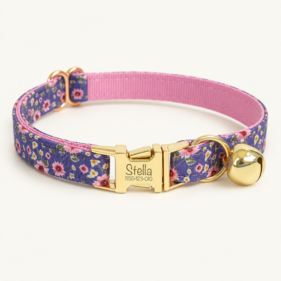 Personalized Floral Cat Collar
