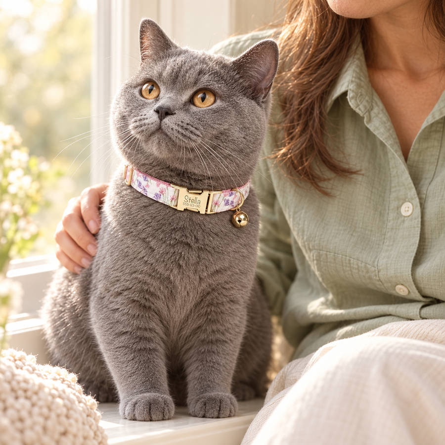 Personalized Floral Cat Collar