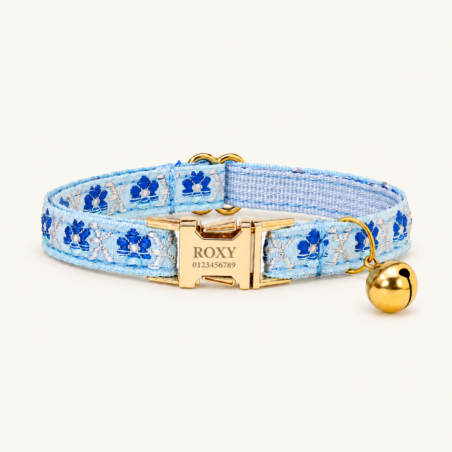 Personalized Embroidered Floral Cat Collar