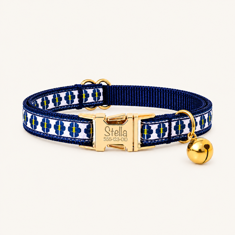 Personalized Embroidered Floral Cat Collar