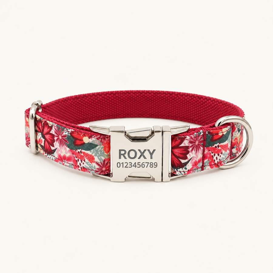 Personalized Floral Dog Collar
