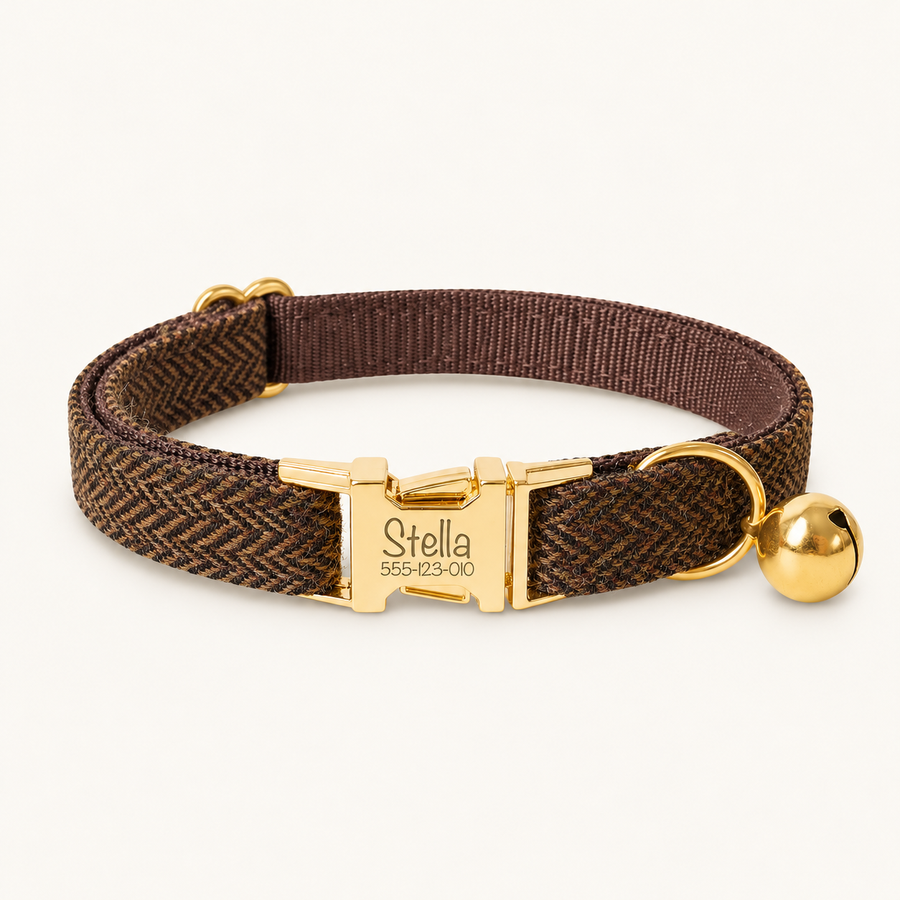 Personalized Heritage Tweed Cat Collar
