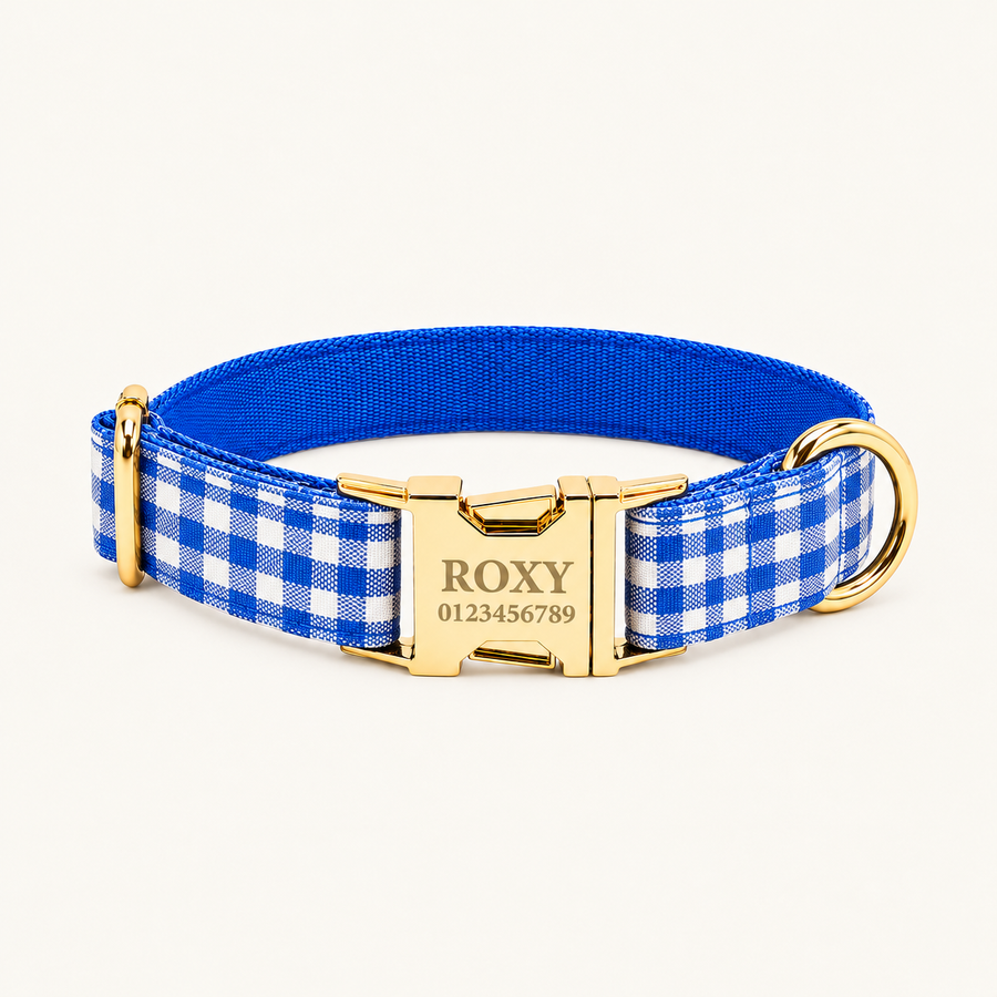 Personalized Plaid Dog Collar