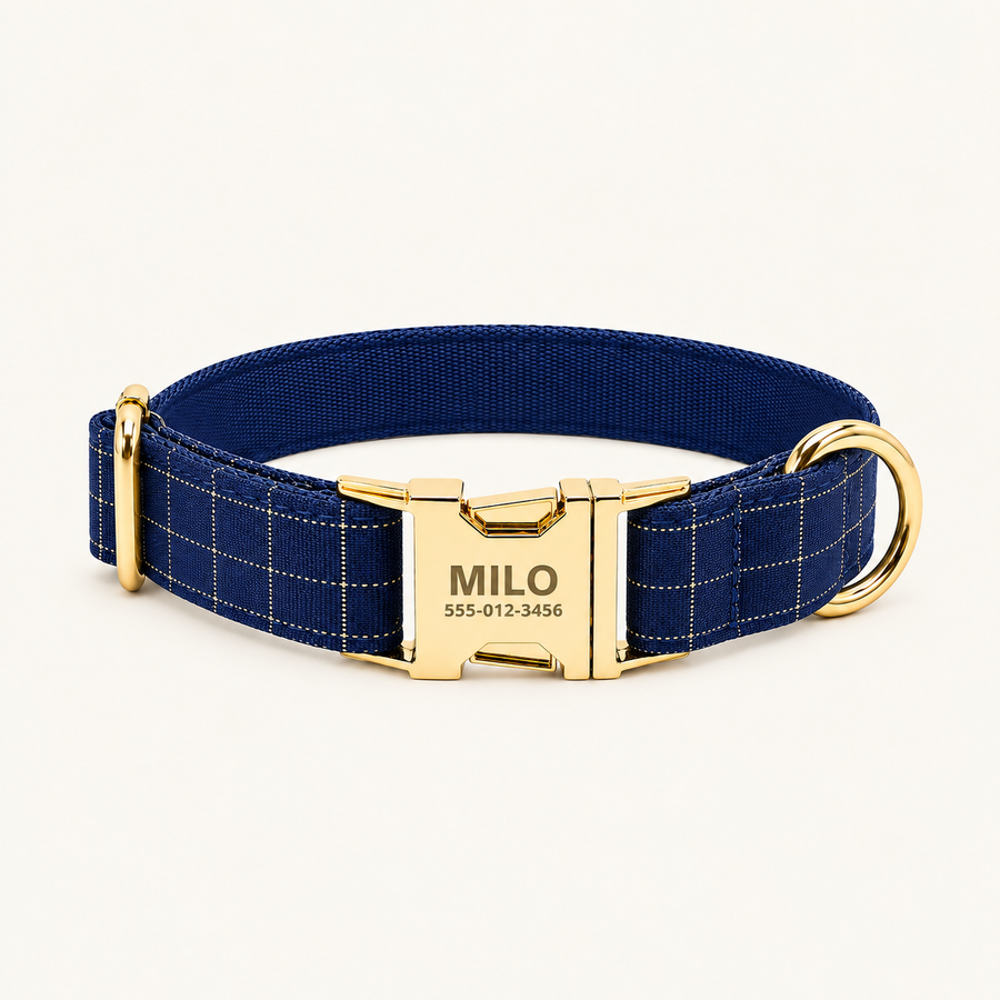 Personalized Plaid Dog Collar