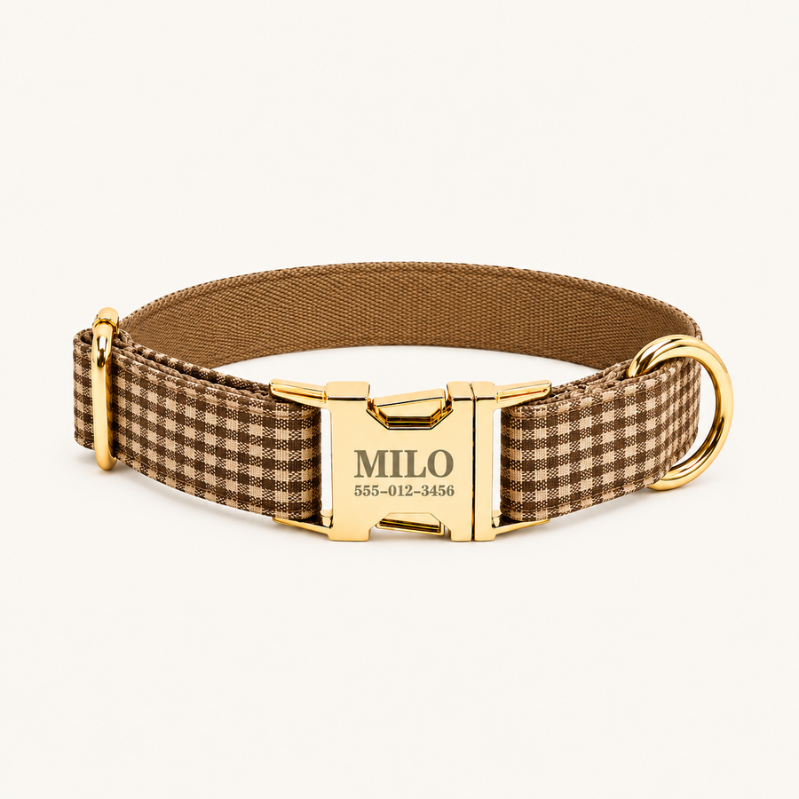 Personalized Plaid Dog Collar