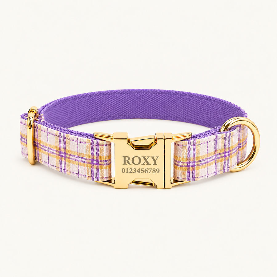 Personalized Plaid Dog Collar