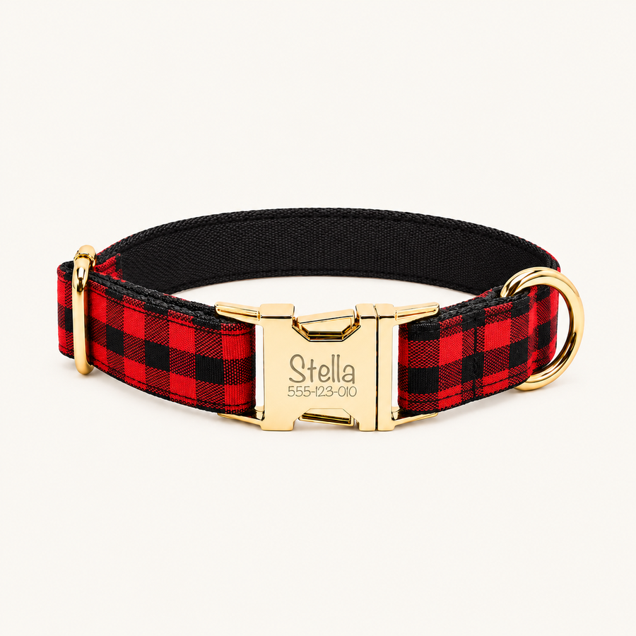 Personalized Plaid Dog Collar