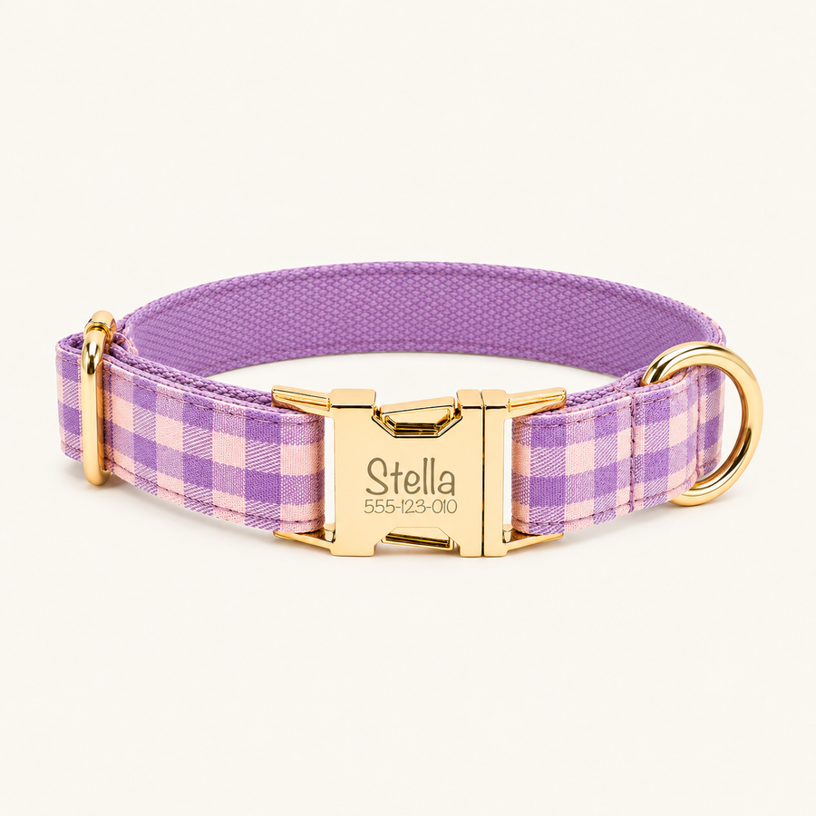 Personalized Plaid Dog Collar