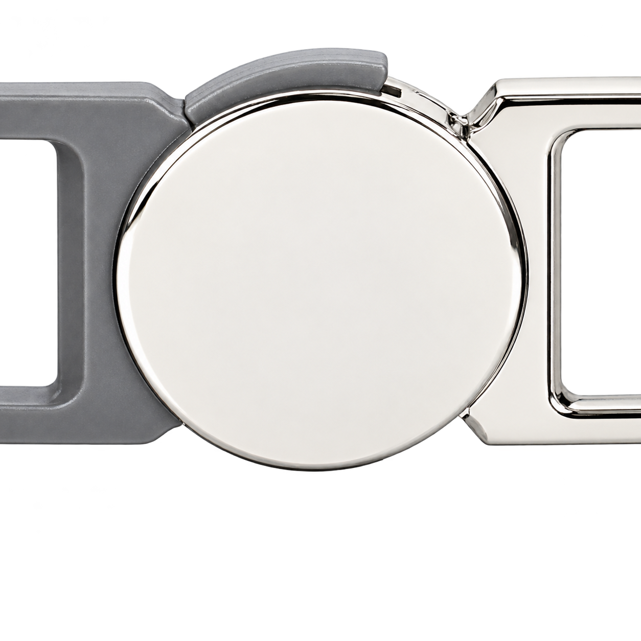 Actual silver round breakaway buckle