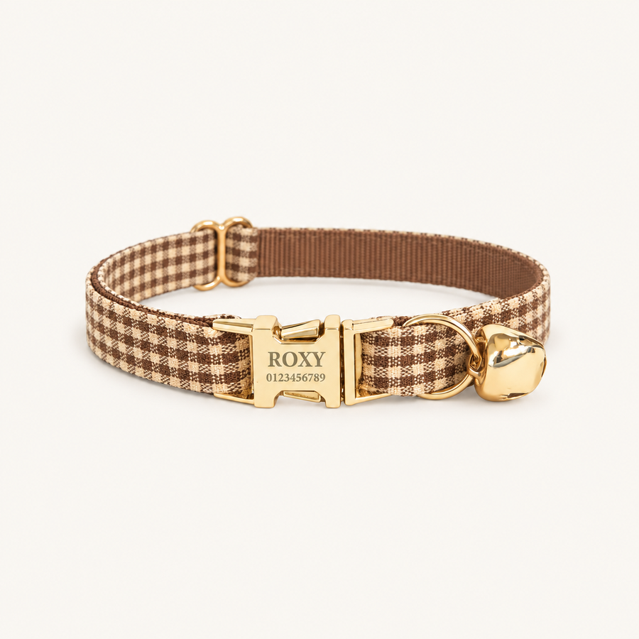 Personalized Plaid Cat Collar