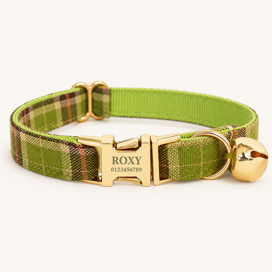 Personalized Plaid Cat Collar
