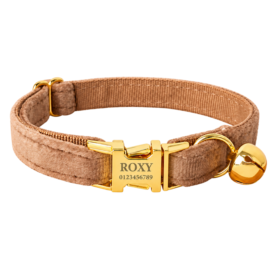 Personalized Velvet Cat Collar with Bell