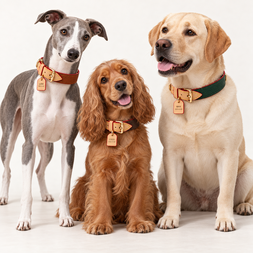 All colors | gallery-05 | ThreeBreedCollection | Pawture leather dog collar