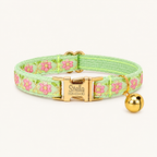PinkGreen | embroidered flat cat collar