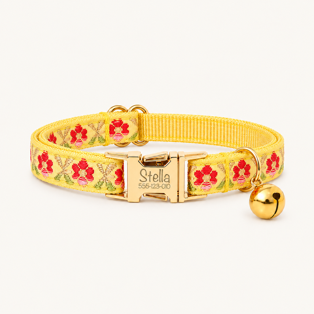 YellowBloom | embroidered flat cat collar
