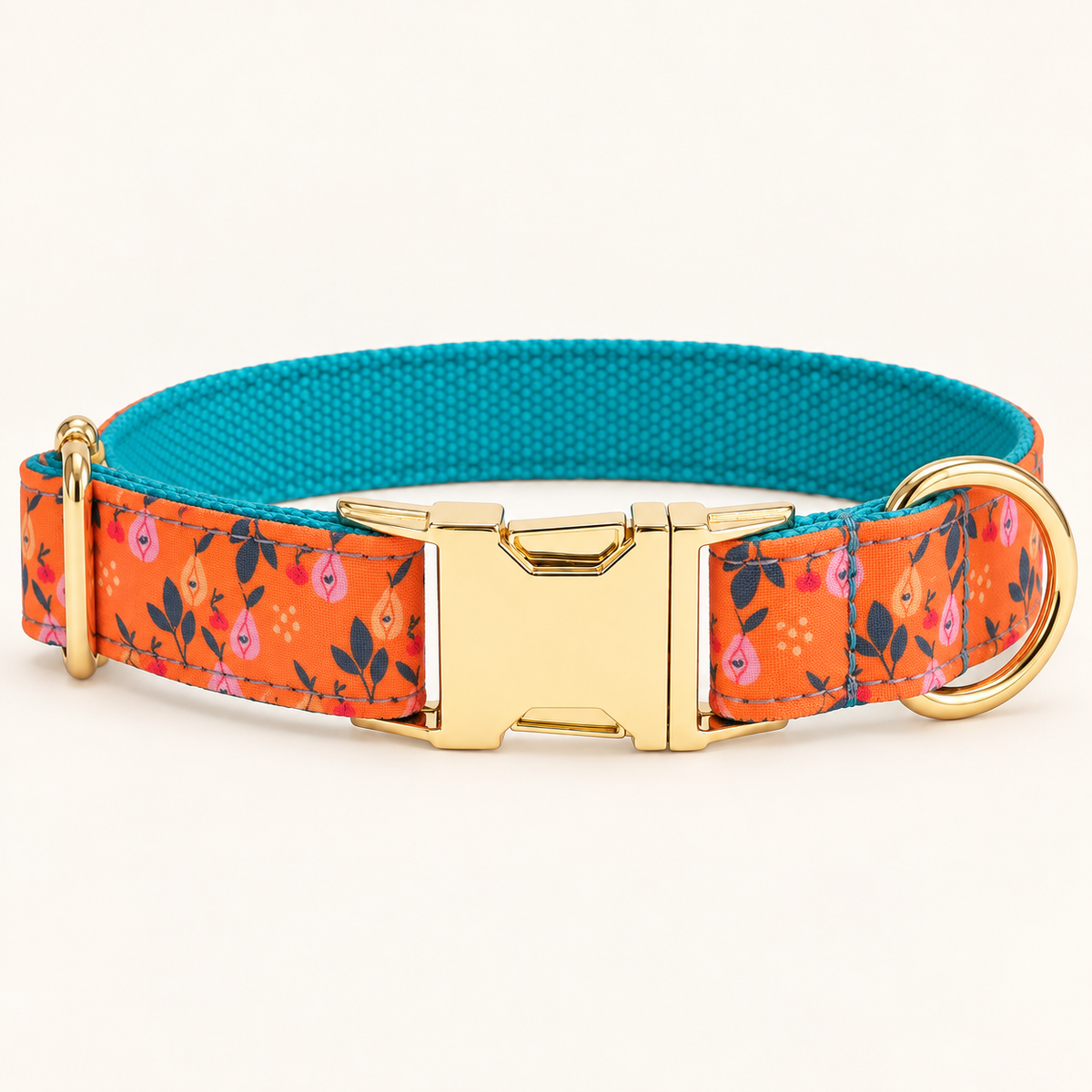 Pawture CherryPear artful dog collar, flat view