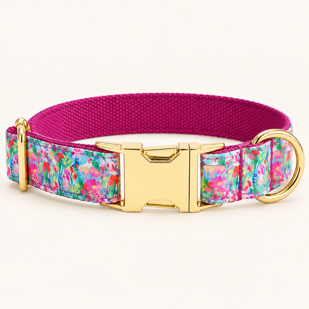 Pawture ColorGarden artful dog collar, flat view