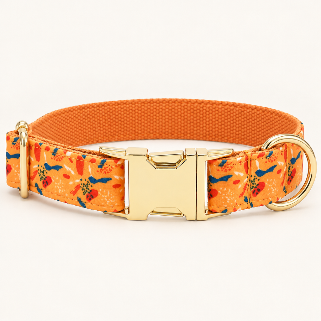 Pawture GoldFish artful dog collar, flat view
