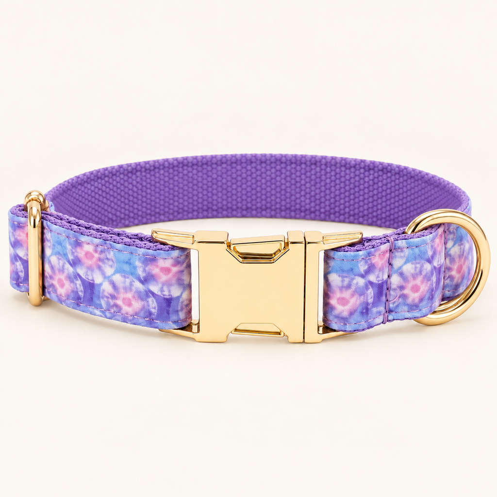 Pawture PurpleJelly artful dog collar, flat view