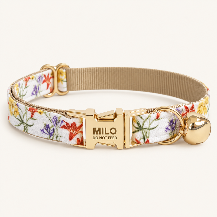 Personalized Floral Cat Collar