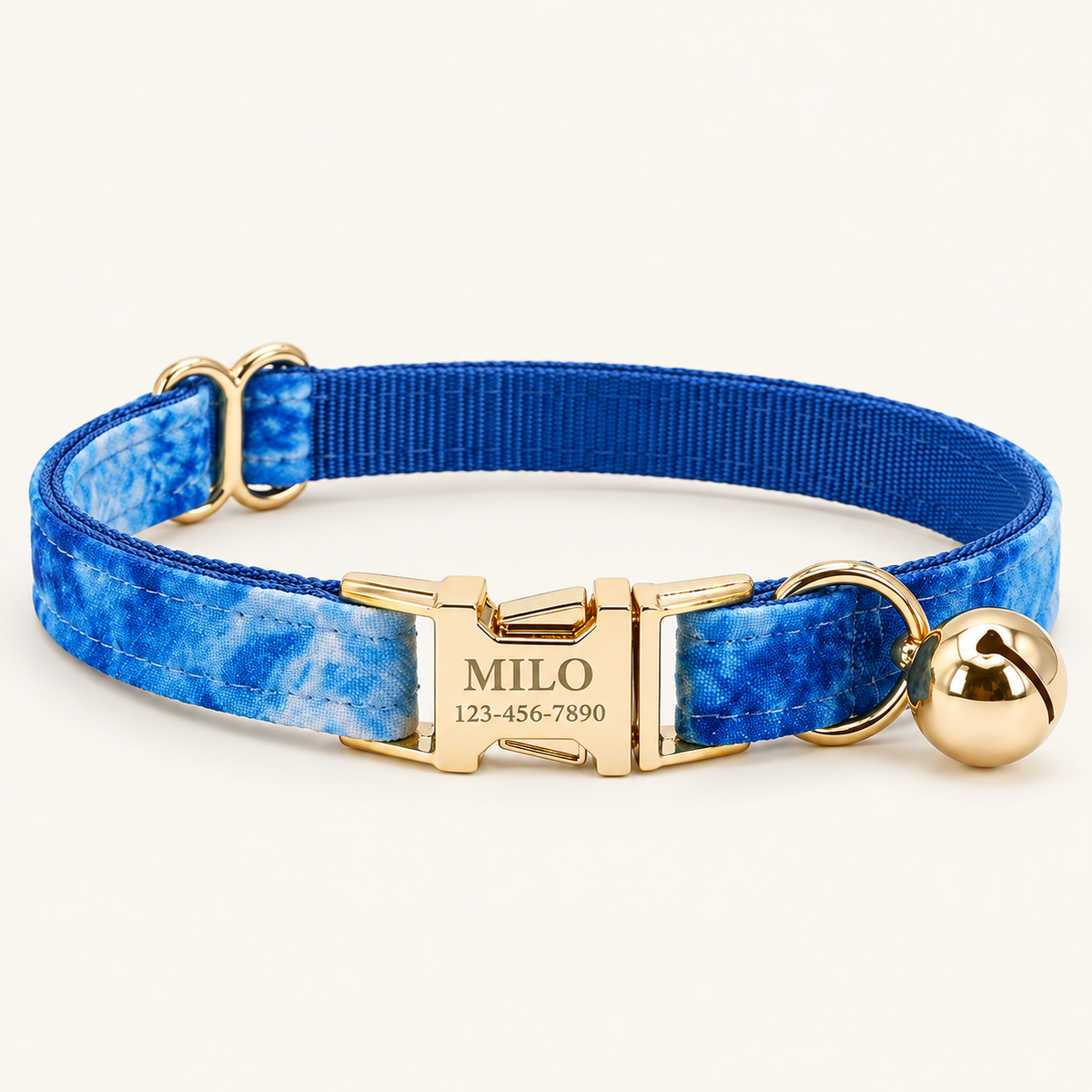 Personalized Pastel Galaxy Cat Collar in OceanMist, flat product view.
