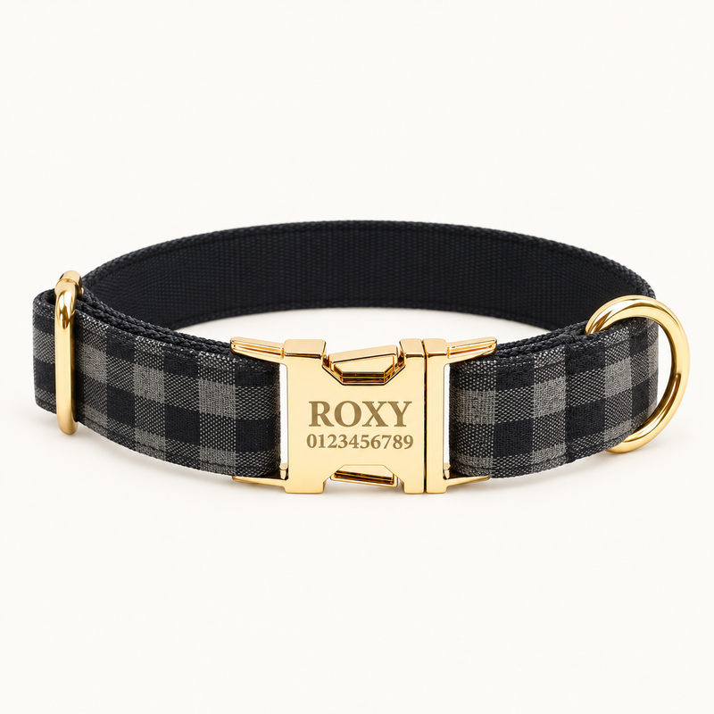 Personalized Plaid Dog Collar