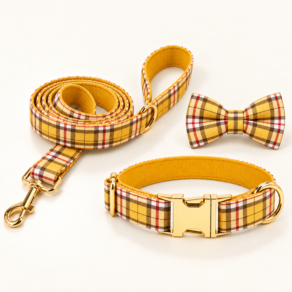Pawture Classic Plaid LemonYellowPlaid 07-accessory-set