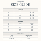 Pawture dog collar and leash size guide XS to XL