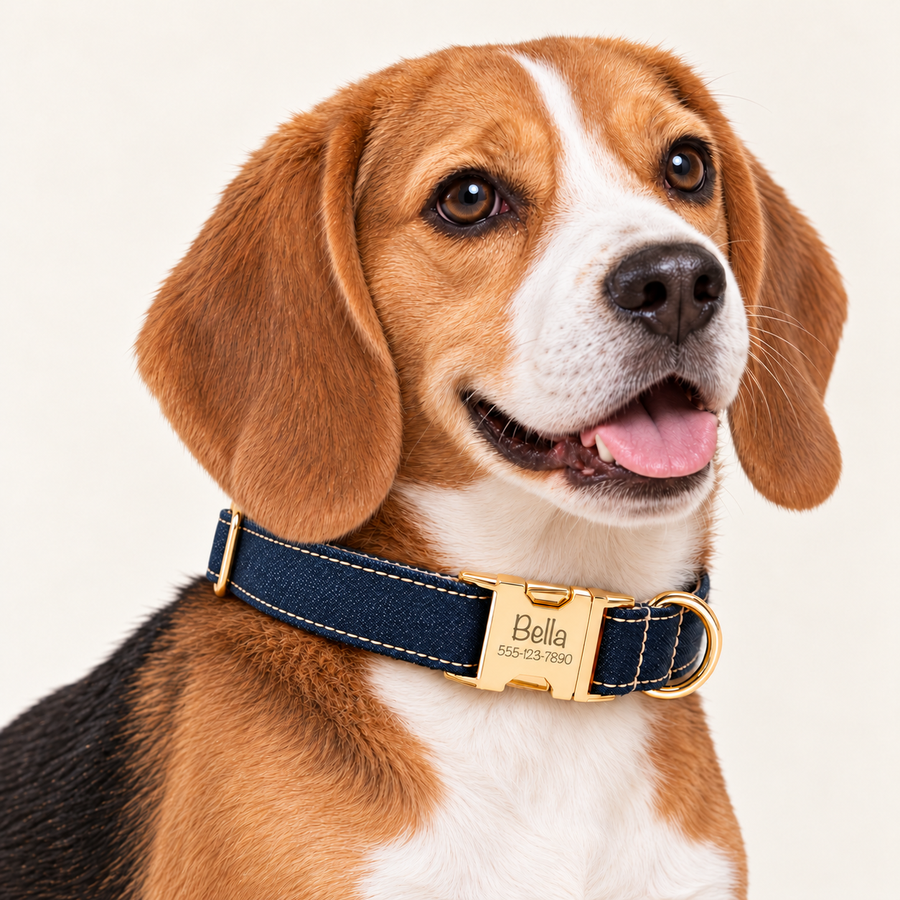 Personalized Denim Dog Collar