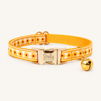 GoldenDaisy | Embroidered cat collar with gold buckle and bell