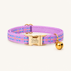 LavenderDream | Embroidered cat collar with gold buckle and bell