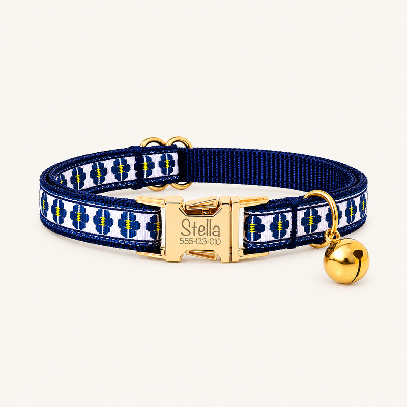Personalized Embroidered Floral Cat Collar