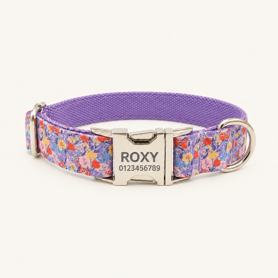 Personalized Floral Dog Collar