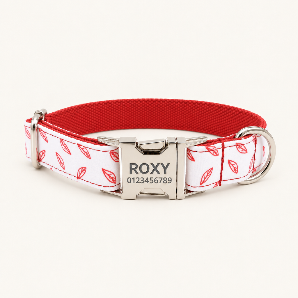 RedLeaves | flat floral dog collar