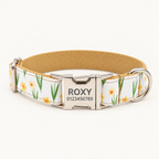 YellowRainLily | flat floral dog collar