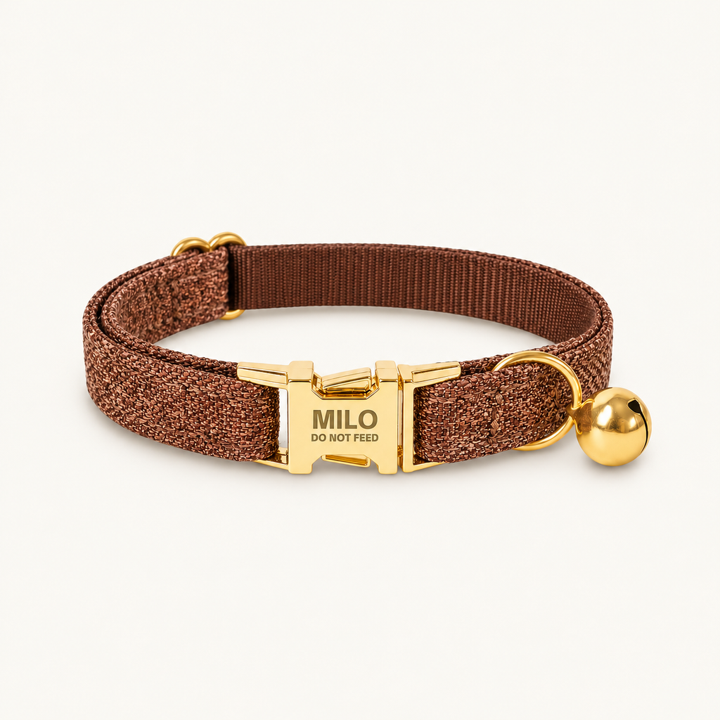 BrownTweed | flat heritage cat collar