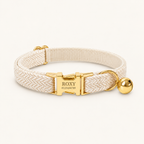 WhiteHerringbone | flat heritage cat collar