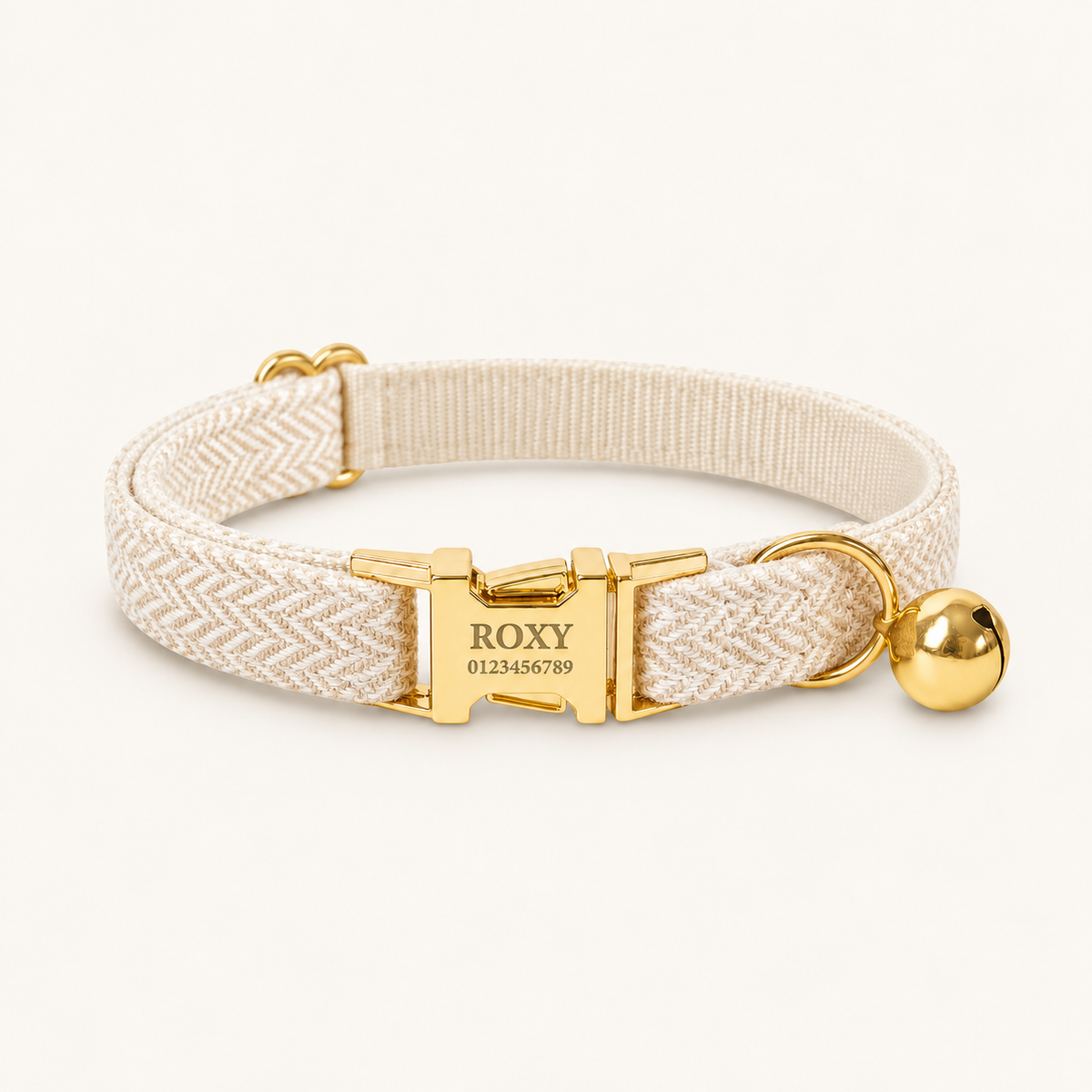 WhiteHerringbone | flat heritage cat collar