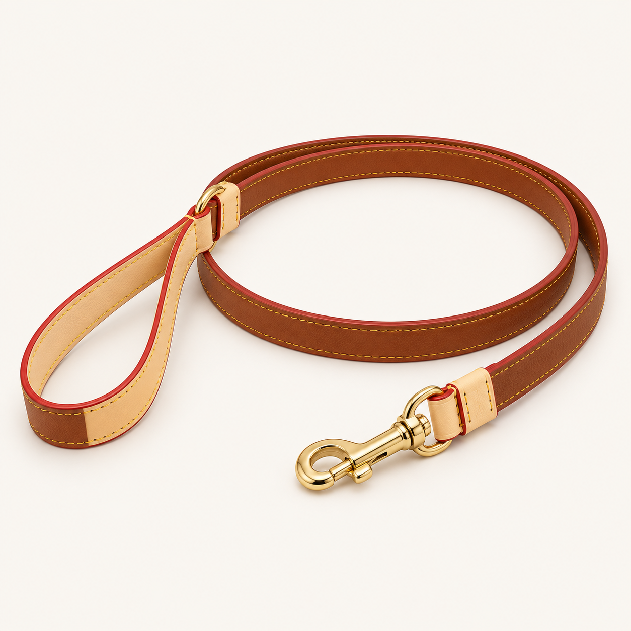 Cognac Two-Tone Leather Leash