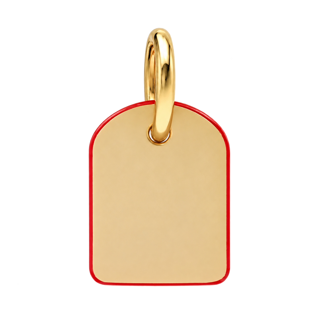 Actual leather identification tag with gold ring