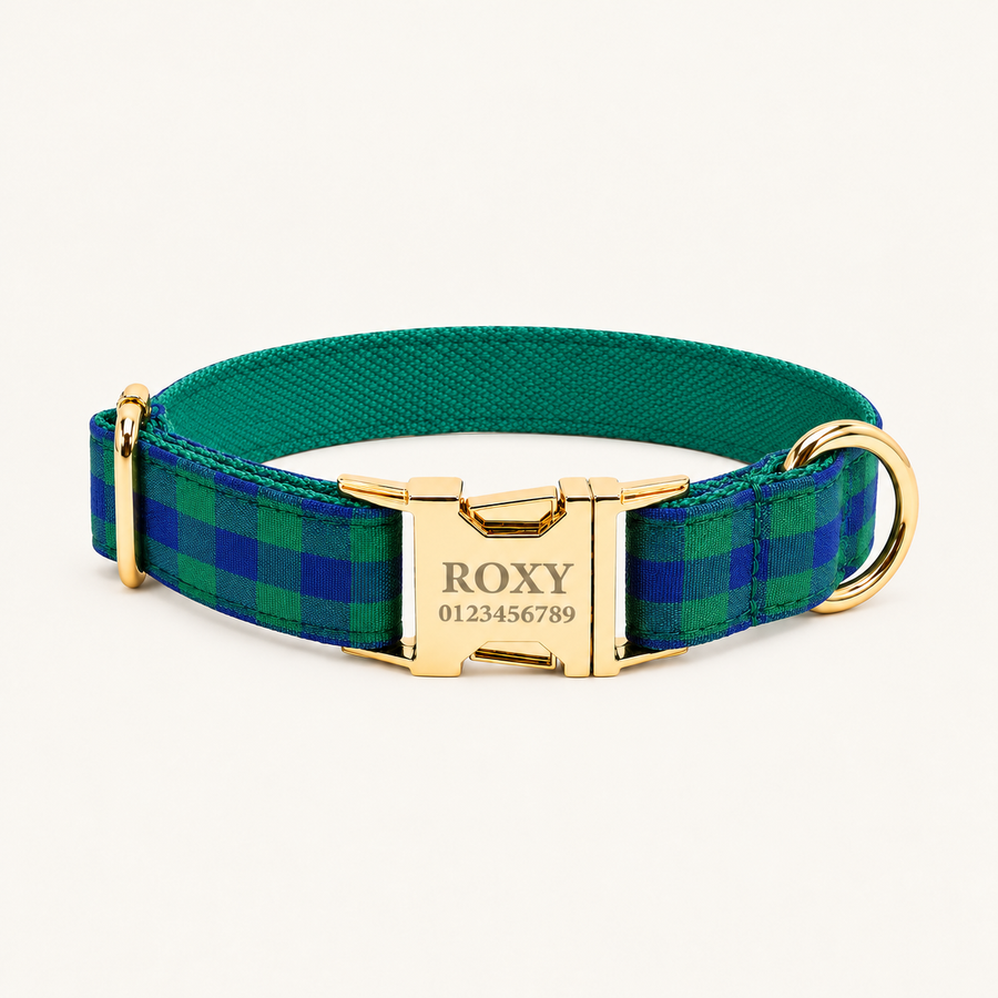 Personalized Plaid Dog Collar