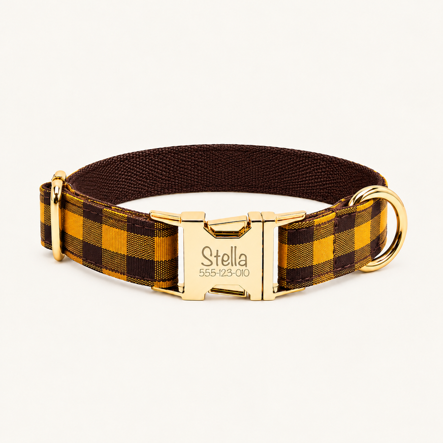 Personalized Plaid Dog Collar
