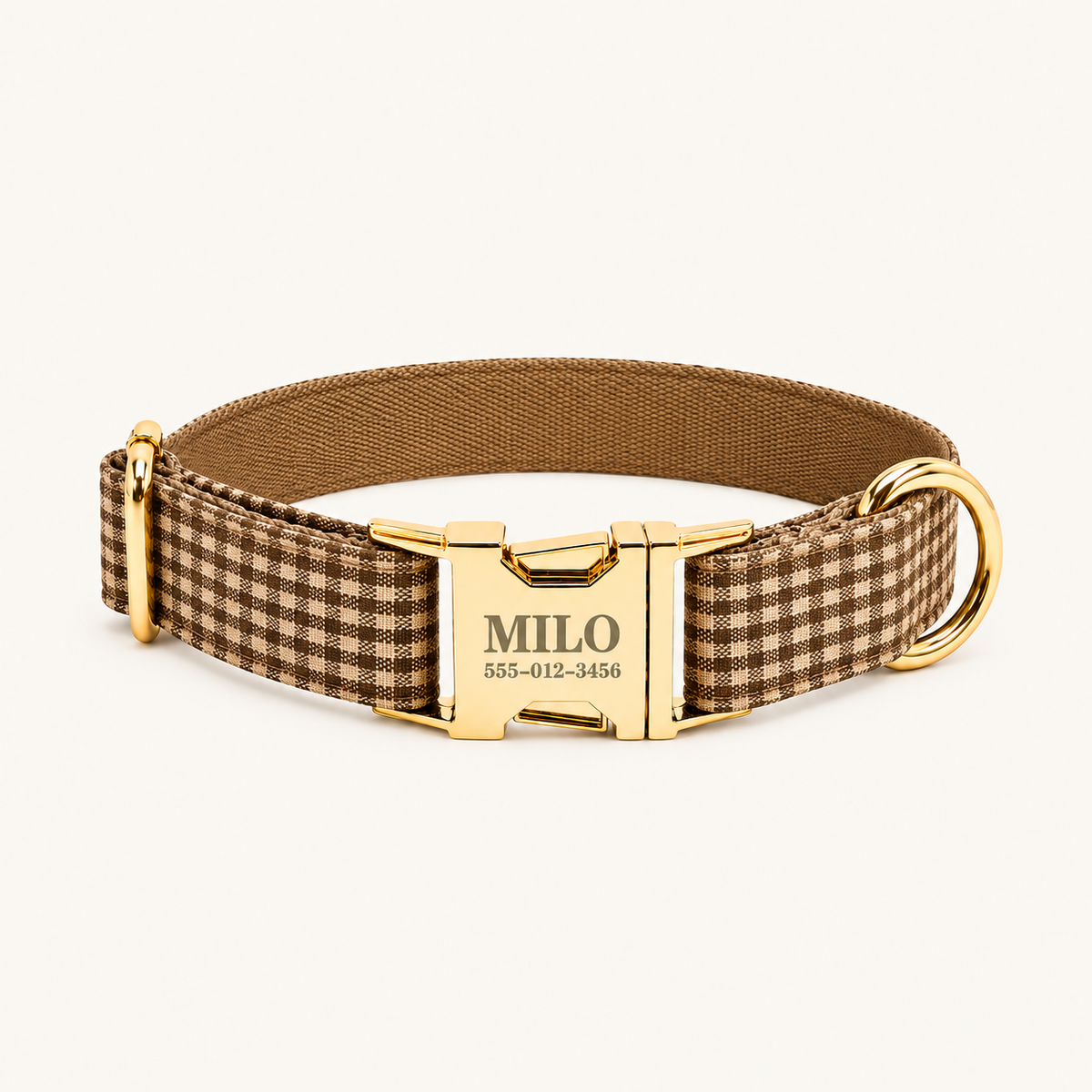 CoffePlaid | flat plaid dog collar