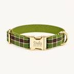 GreenPlaid | flat plaid dog collar