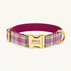 MintPurplePlaid | flat plaid dog collar